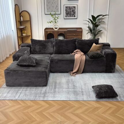 Modern Chenille Soft Cushion Combination Sofa Set, Modular L - Shaped Combination Living Room Sofa Set, Free - Combination Living Room And Tatami Room Sofa (side Chaise Longue)