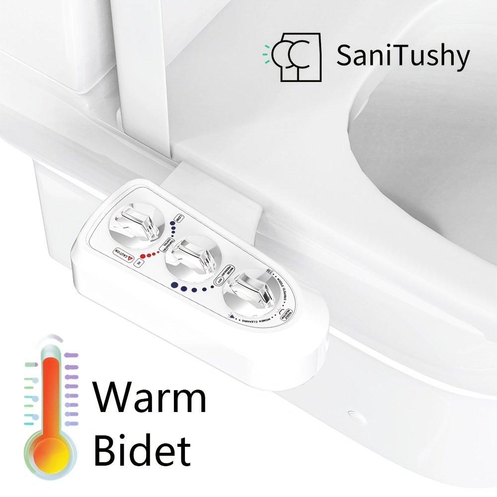 f2df084b-04a9-49ec-9d55-2a8582be81c5.jpg SaniTushy Hot And Cold Bidet Warm Water Bidet Non Electric Nozzle Self Cleaning Water Pressure And Temperature Controllable Brass Inlet Bidet Spray Toilet Seat Bidet Attachment - Image 1