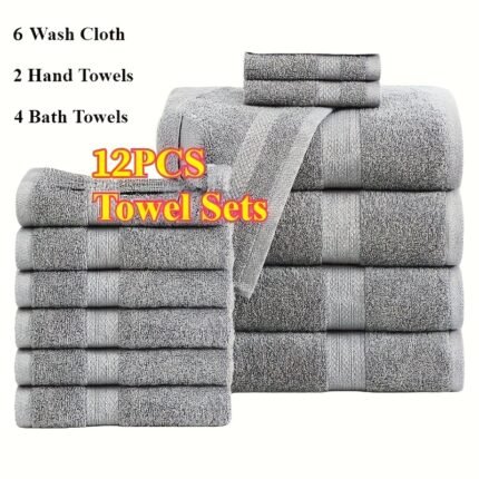 24/12pcs Bath Towel Set With Upgraded Softness&Durability (8/4 Bath Towels, 4/2 Hand Towels 12/6 Washcloth), Highly Absorbent Bathroom Set, Quick-drying, Soft Comfortable, Bathroom Supplies, Towel For Shower&Hotel, Fitness Towel, Christmas &Helloween, Wash Cloths