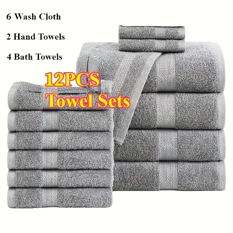 f489a79f-d6be-41ae-ab45-08363fcb73b8.jpg 24/12pcs Bath Towel Set With Upgraded Softness&Durability (8/4 Bath Towels, 4/2 Hand Towels 12/6 Washcloth), Highly Absorbent Bathroom Set, Quick-drying, Soft Comfortable, Bathroom Supplies, Towel For Shower&Hotel, Fitness Towel, Christmas &Helloween, Wash Cloths - Image 1
