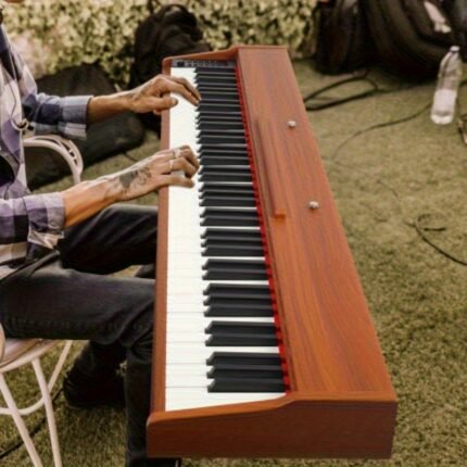 GPP - 107/ 100L 88 - Key Half - Weighted Keyboard Portable Electric Piano in Walnut: Paired with Double - barrel X - stand