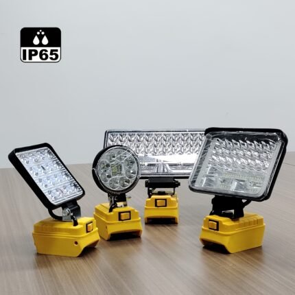 Cordless LED Work Light, 48W 3800 Lumens/60W 4500 Lumens/90W 5400 Lumens LED Flood Light, Water and Dust Resistant, with 2 USB Charging Ports, Battery Light for Outdoor, Camping, Car Repair, Emergency & Job Site Lighting (without battery)