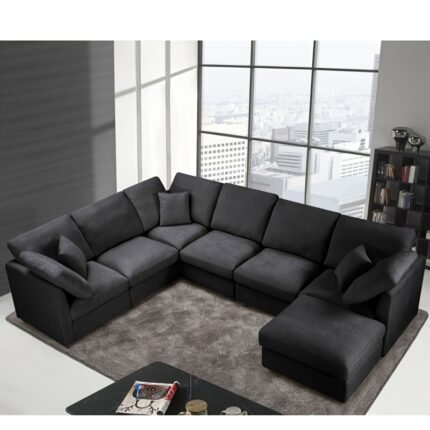 7-seater Upholstered Sectional Sofa, Freely Combinable In Various Shapes, Suitable for Living Room, Meeting Room, Dining Room And Bedroom