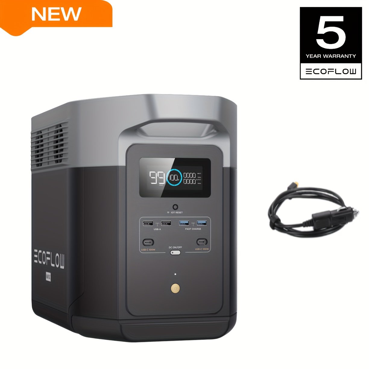 f606d36b-2110-4011-aaca-49573056f63d.jpg ECOFLLOW DELTA 2 Max 1900 Portable Power Station, 1900Wh LFP Battery, Expandable 2-6kWh Solar Powered Bank, 2400W LFP Solar Generator, Full Charge in 1 Hour, Ideal for Home Backup (Solar Panel Optional) – Camping Essential - Image 1