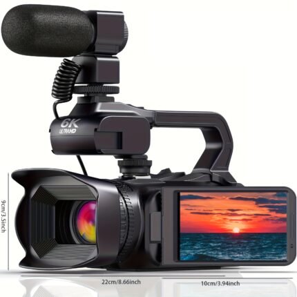 6K 64MP Video Camera Camcorder, 18X Digital Zoom IR Night Vision Vlogging, 4.0" Touch Screen Digital Camera with WiFi, Microphone, 64G SD Card, Remote Control, Charger, , Video Recording, Professional Filming, Lightweight Design, Portable Recorder, Highresolution Sensor, Advanced Autofocus, Journalists, Photographers