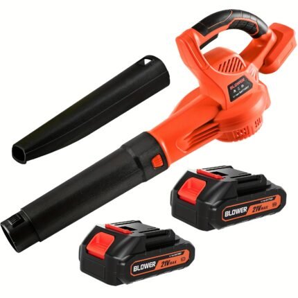 21V Cordless Leaf Blower | Lightweight & Powerful with Dual Li-ion Battery(Including Charger), High-Speed Handheld Blower for Lawn Care, Patio, Yard, Sidewalk, Snow Blowing..The Best Halloween Gift
