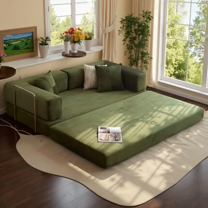 Modern Convertible Floor Sofa Bed with Memory Foam Cushions & Stainless Steel Frame - Modular, Boneless Design, Space-Saving Foldable Sleeper Sofa with Chaise Lounge, Easy Assembly for Small Apartments, Living Room & Bedroom - Black Fabric Upholstery, Contemporary Style, Versatile Multi-Functional Furniture, Boneless Sectional Sofa for Living Room, Comfy Couch, Sofa Bed Foldable Double Size, Single Sofa Bed Foldable, Sectional Couch for Living Room