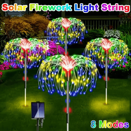 4pcs Outdoor Lights, Solar Lights Outdoor Garden 240/ 320LED Fireworks Lights for Christmas, Thanksgiving Decorations, 8 Lighting Mode Holiday Decorative Lighting for Villa Patio Balcony, Path Lawn, Camping Warm/ Multi-color