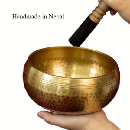 Handcrafted Nepalese Singing Bowl Set for Meditation and Sound Therapy - Includes 6.3" and 8.66" Metal Bowls with Intricate Golden and Red Designs, Perfect for Relaxation, Reflection, and Spiritual Practice, Meditation Accessories | Elegant Bowls | Metallic Finish