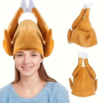 Polyester Funky Turkey Leg Chef Hat for Thanksgiving & Christmas - Perfect for Holiday Parties & Photo Props