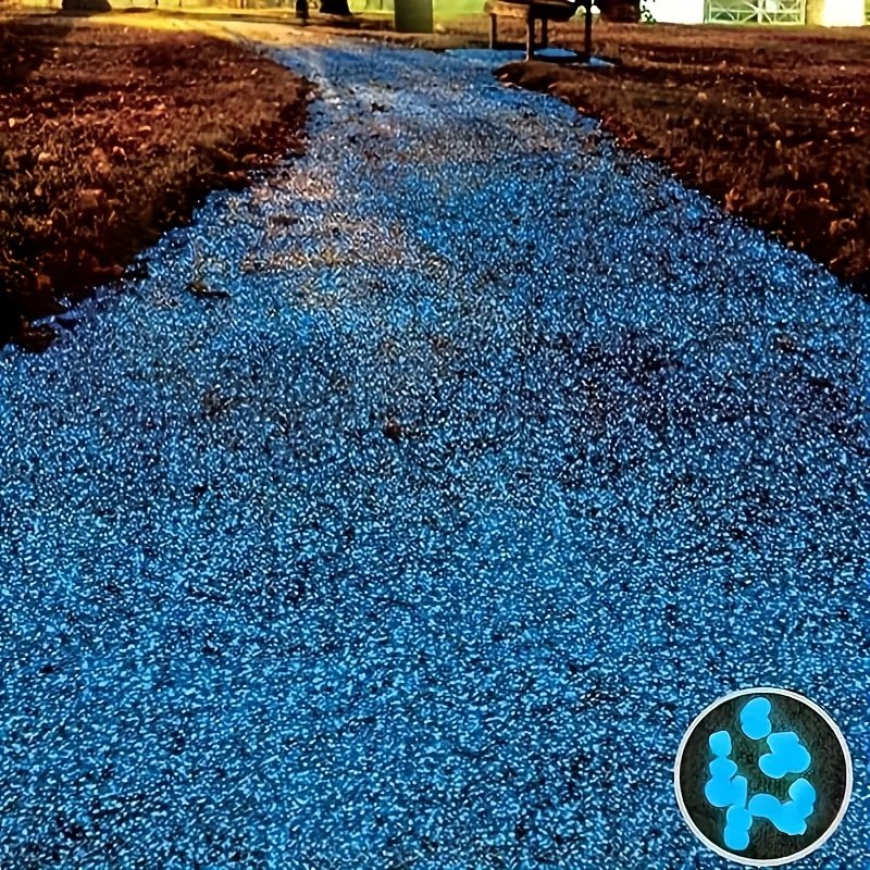 f9d0ce3b-da1e-4031-a0b8-cf01efcfffca.jpg 300/500/1000pcs Glow In The Dark Rocks Blue | Solar Powered Outdoor Garden Pathway Stones, Non-Toxic Glowing Pebbles for Yard Walkway Decor, Landscape Lighting Stones - Image 1