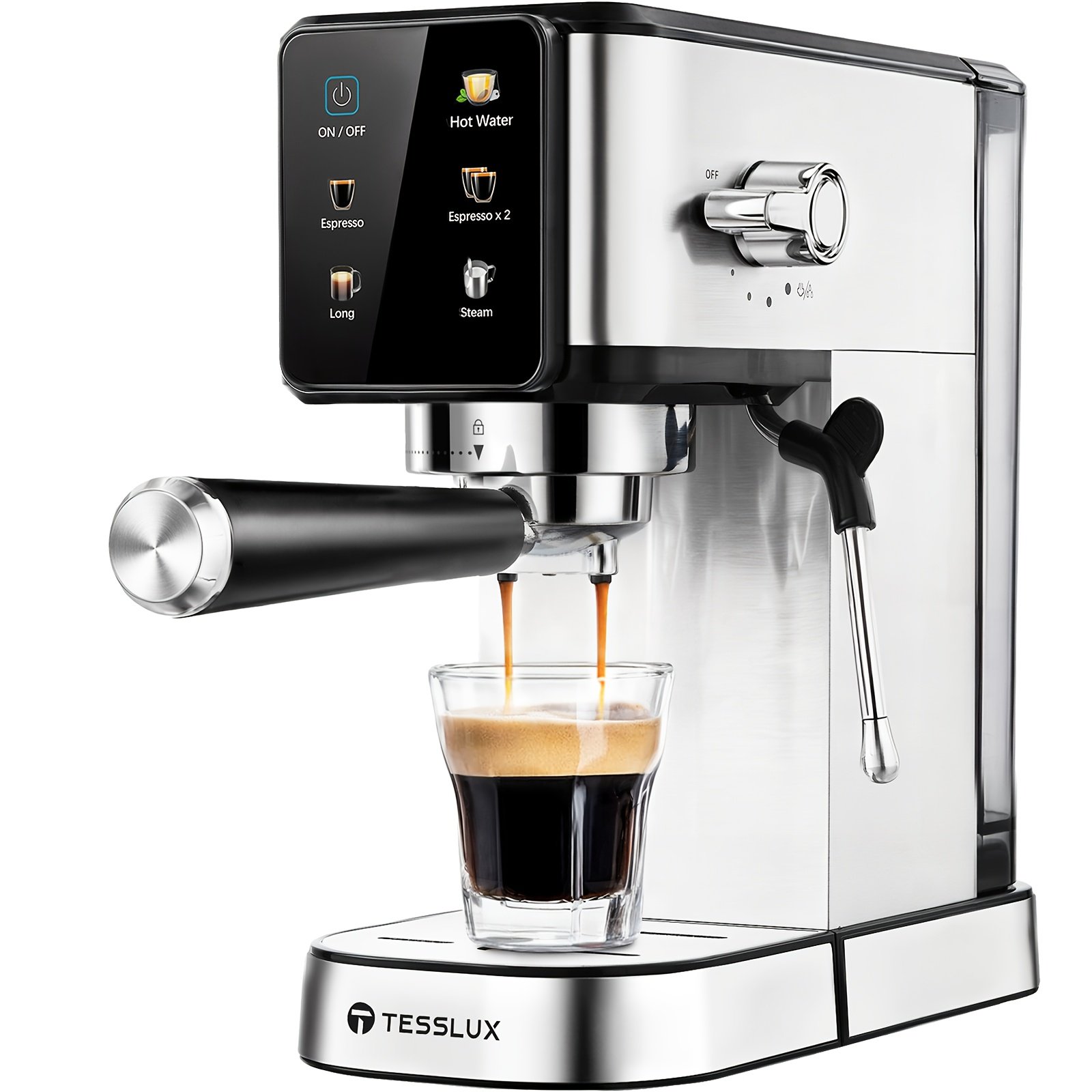 fa415a0c-f620-4520-8794-eb075107fe46.jpg Tesslux Espresso Machine 20 Bar, Dual Boiler Coffee Maker With Touch Control, Compact Espresso Maker For Home, Milk Frother Wand For Cappuccino & Latte, Coffee Bar Accessories, Coffee Mug - Image 1