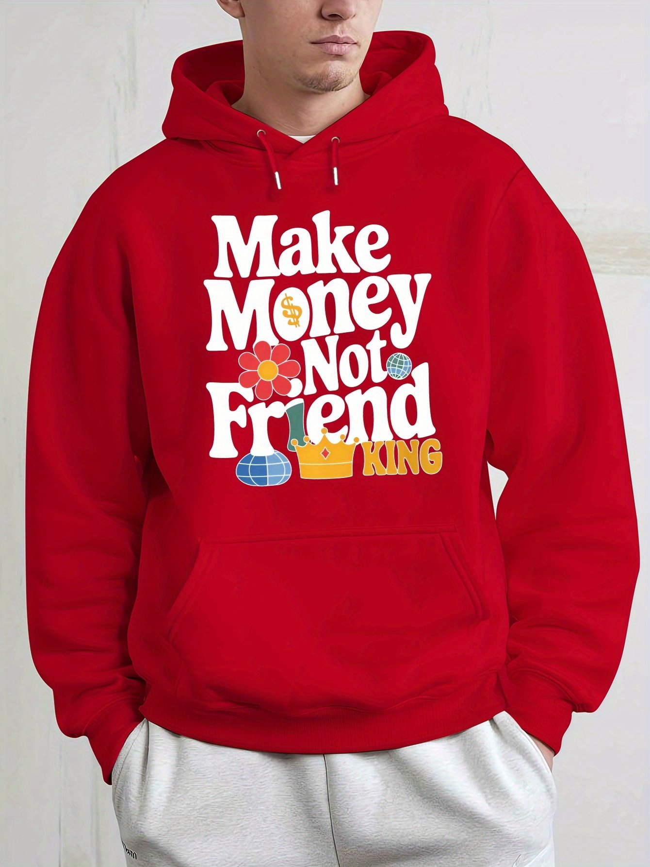 fb2af9cf899e4a87a1a382d33a2df887-goods.jpeg Men'S Hooded Sweatshirt - Make Money Not Friends Motivational Graphic - Bold Yellow Hoodie for Everyday & Formal Wear - Plus Size Friendly Casual Streetwear - Durable Fall/Winter/Spring Outerwear, Essential Hoodie, Autumn Winter Apparel, Plush Fabric, Fall Fashion, Trendy Design, Comfortable Material, Unisex Apparel, Street Style Lovers, PLUS SIZE - Image 1