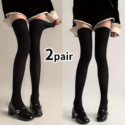 Japanese And Korean Spring And Autumn Velvet Over-The-Knee Socks Women'S Mid-Tube Socks Japanese Long Socks Student Thigh Socks Uniform Socks Street Shooting Trendy Match