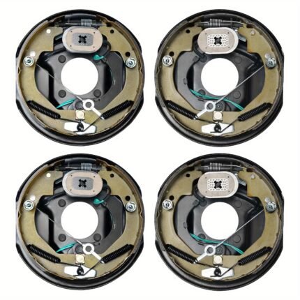 Happybuy Powered Caravan Brake Assembly, 10" x 2-1/4" Auto-Adjusting Brake Kits, 3500 lbs Axle, 4-Point Installation, Backing Plates for Component Replacement (2 Right + 2 Left)