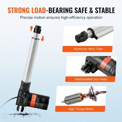 Happybuy 12V 8 Inch Heavy Duty Linear Actuator, 1320lbs 0.19"/s Motion Actuator, With Mounting Bracket, For Electric Door, Industrial Machinery, Vessels, Cargo