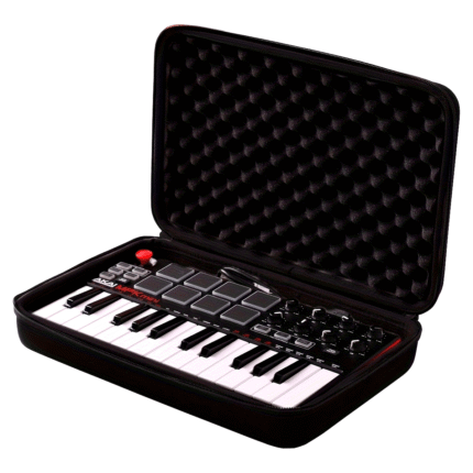 [Durable Travel] DecScri Black EVA Hard Carrying Case - Durable Travel Protector for Akai Professional MPK Mini 25-Key USB MIDI Keyboard Controllers - Portable Keyboard Case