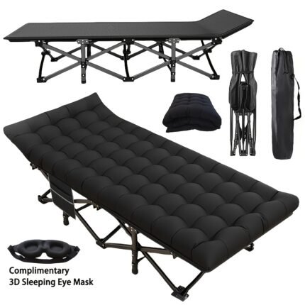 Portable Folding Camping Cot with Mattress - 70/75 Inch Heavy-Duty Camping Bed, 550lb Capacity, Double-Layer Oxford Fabric & Sturdy Frame, Includes Storage Bag for Camping, Home, Office, Beach, Travel