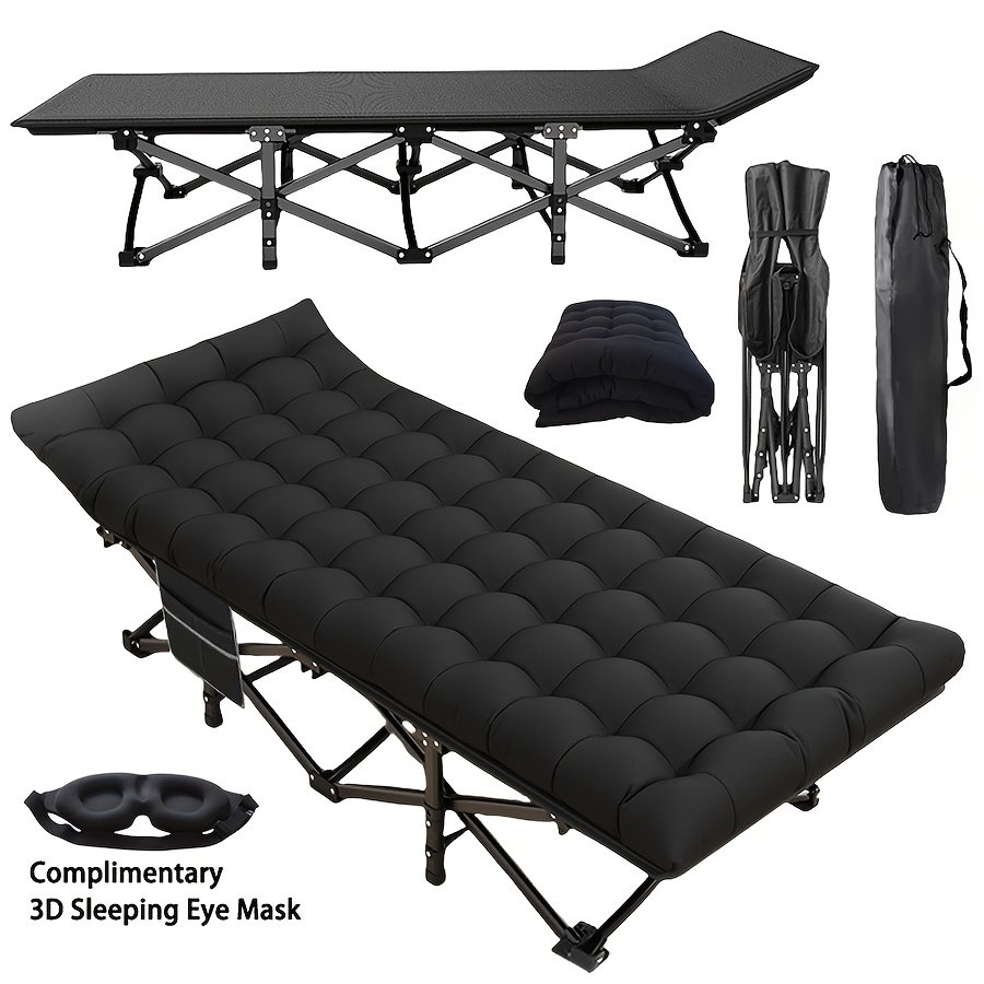 fd7f31ca-1f44-492d-893b-c4d34bfa2d8f.jpg Portable Folding Camping Cot with Mattress - 70/75 Inch Heavy-Duty Camping Bed, 550lb Capacity, Double-Layer Oxford Fabric & Sturdy Frame, Includes Storage Bag for Camping, Home, Office, Beach, Travel - Image 1