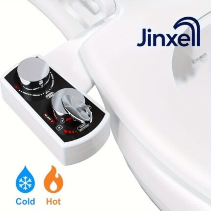 Jinxell Bidet Attachment for Toilet - Non-Electric Dual Nozzle Hot & Cold Water Spray, Adjustable Water Pressure Control, Self Cleaning Front & Rear Wash, 3 Spray Modes (Hot/Cold/Combination), White & Black Design, Bathroom Cleaning Tool, Modern Bathroom Accessory, Ergonomic Handle Design