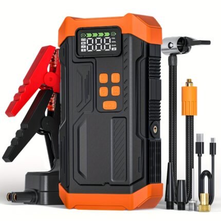 6000A Jump Starter with Air Compressor, 5in 1 Function Jump Box 150PSI Jump Starter Battery Pack with Digital Tire Inflator, Car Battery Charger Portable for 2.38gal Gas And 2.11gal Diesel Fast Charging USB Output, LED Lighting, Car Accessories Tools