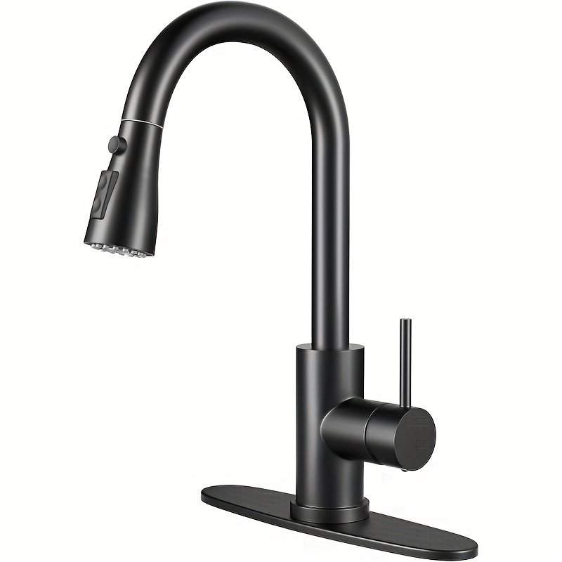 ff4ee579-21a2-405a-834b-b5e890a6eb81.jpg Modern Stainless Steel Kitchen Sink Faucet with Pull-Down Sprayer, High Arc Single Handle, 1 or 3 Hole, Ceramic Valve, Brushed Finish, No Battery Needed, for Farmhouse, Campervan, Laundry, Kitchen Faucet - Image 1