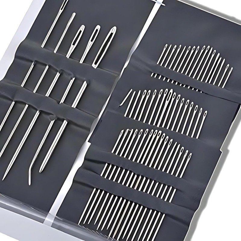 1725358512914-ae85cb40d57c400ca3050ad16a811e3b-goods.jpeg 55pcs Stainless Steel Hand Sewing Needles Set - Big Eye Embroidery & Needlework Kit with Assorted Sizes, Uncharged, White Packaging - Image 1
